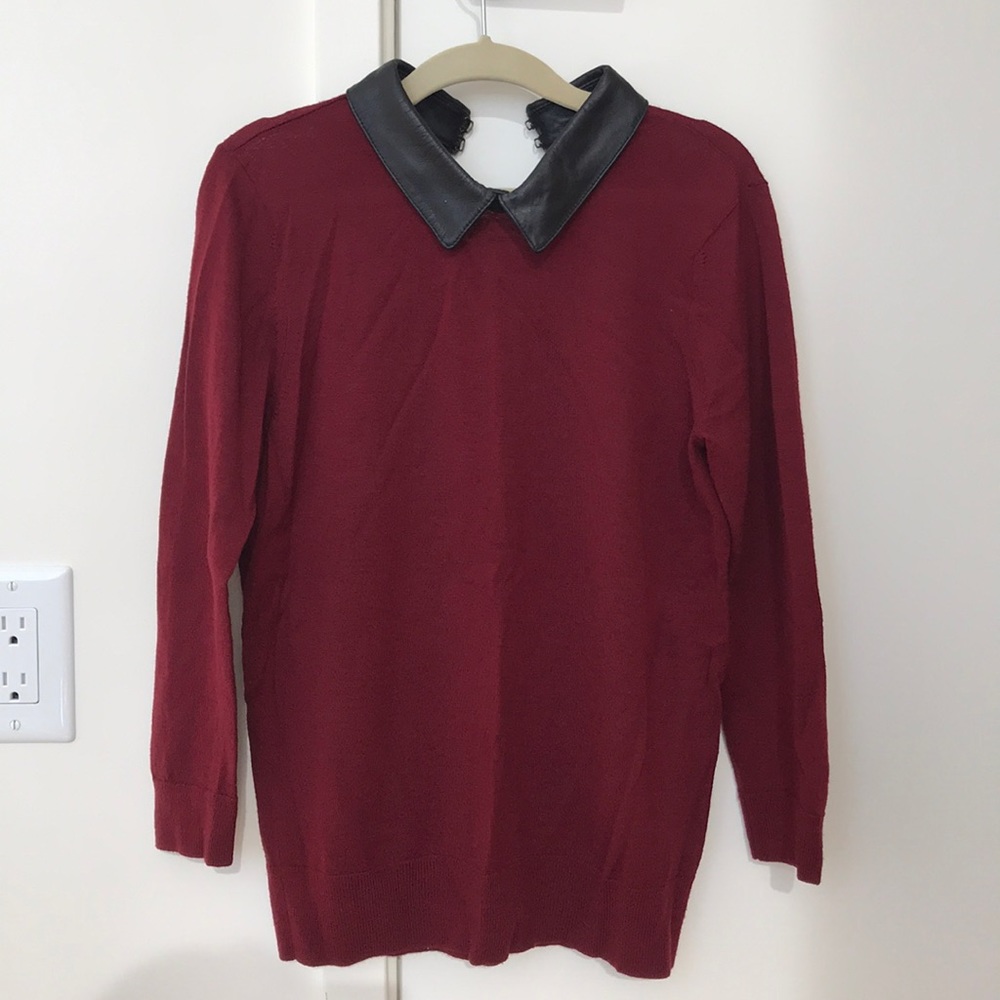 Club monaco leather collar top